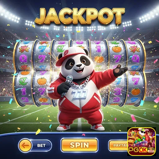 Imagem do slot Jackpot Panda, disponível no site pgok, mostrando o tema divertido e colorido do jogo.